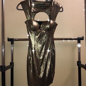 Gold bustier padded dress